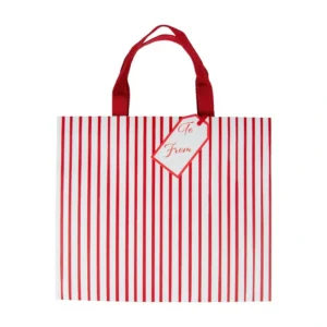 Caspari Stripes For Days Red & White Gift Bag - Large