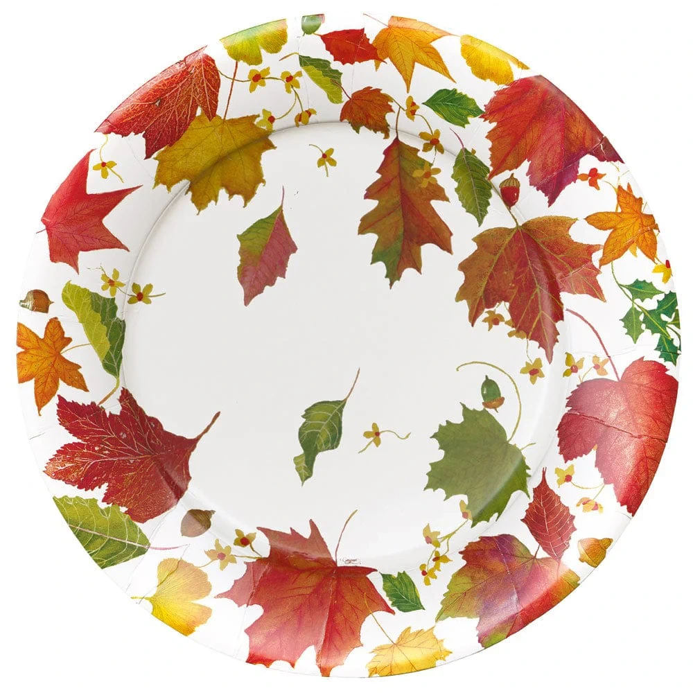 Caspari Swirling Leaves Paper Dinner Plates