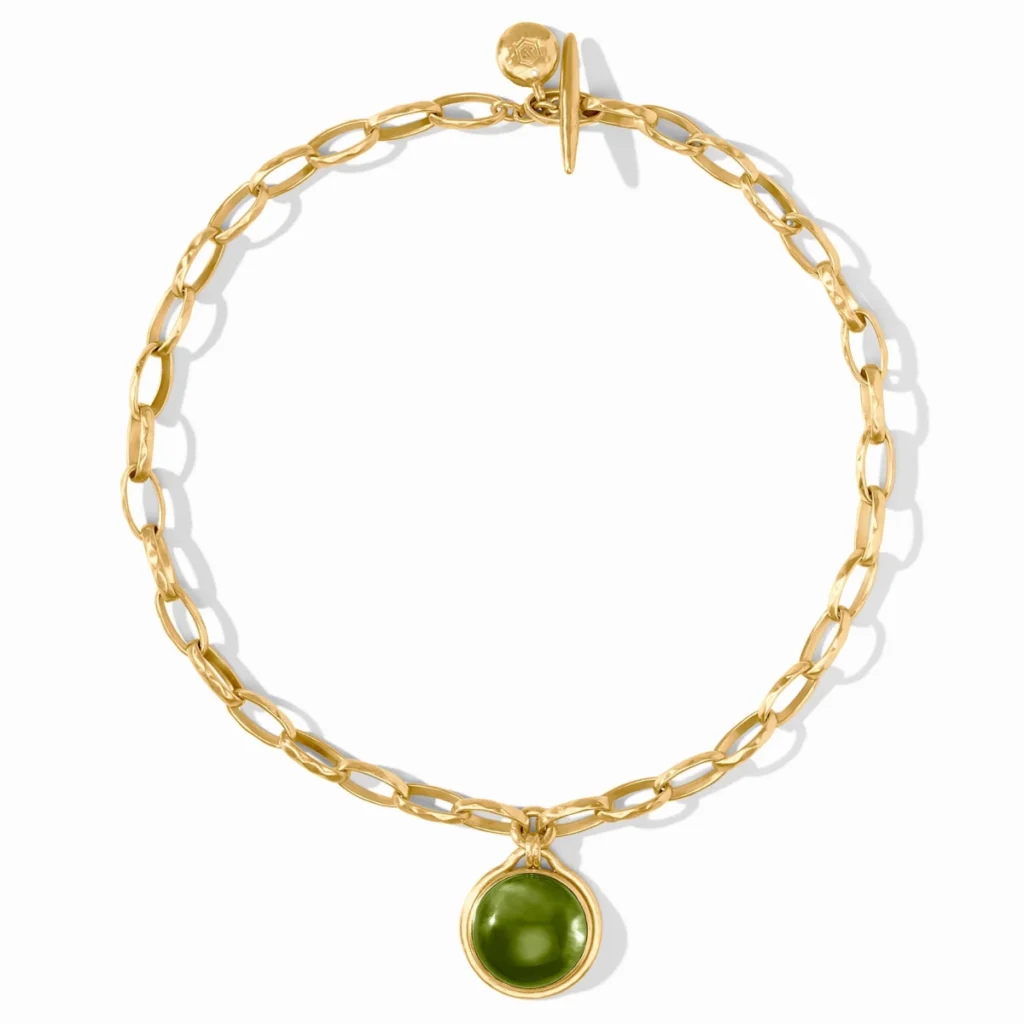 Julie Vos Solara Statement Gold Necklace - Iridescent Palmetto Green