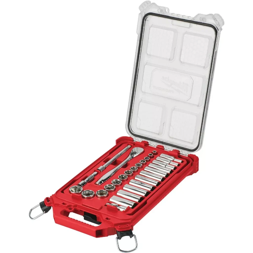Milwaukee Standard 3/8 In. Drive 6-Point Ratchet & Socket Set (28-Piece)