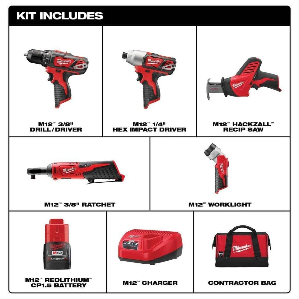 Milwaukee M12 12V Cordless 5-Tool Combo Kit