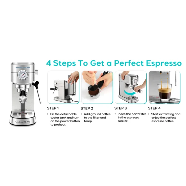 Casabrews  Espresso Machine - Stainless Steel
