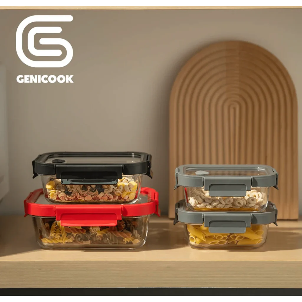 Genicook  4 pc Rectangular Glass Container Set