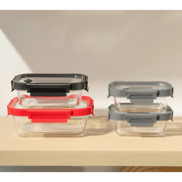Genicook  4 pc Rectangular Glass Container Set