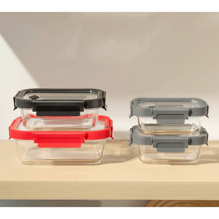 Genicook  4 pc Rectangular Glass Container Set