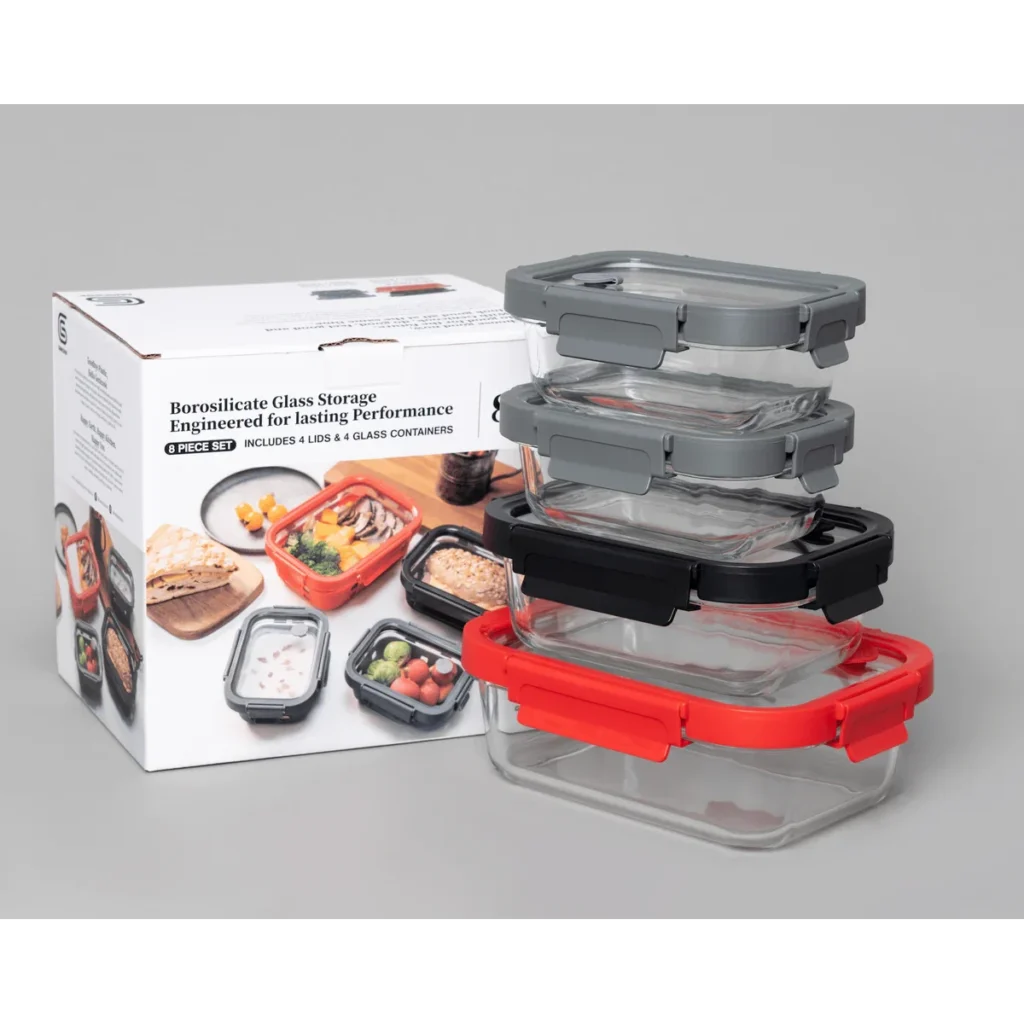 Genicook 4 pc Rectangular Glass Container Set Genicook 4 pc Rectangular Glass Container Set