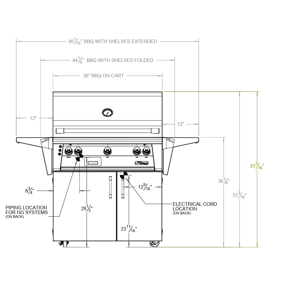 Alfresco 36” Sear Zone Grill with Cart (Natural Gas)