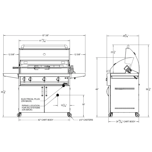 Artisan 42″ Professional 3 Burner Grill with Cart