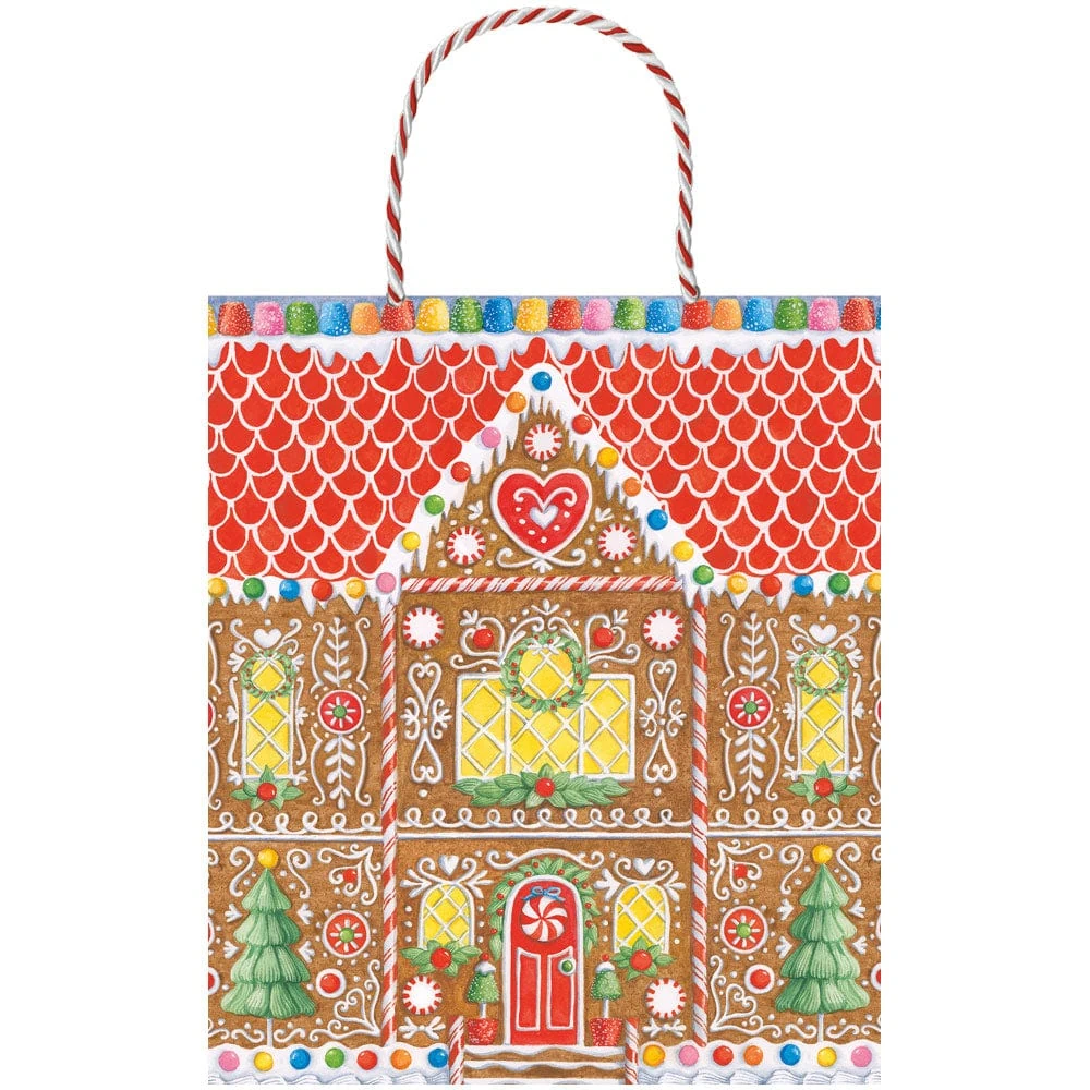 Caspari Gingerbread House Large Gift Bag