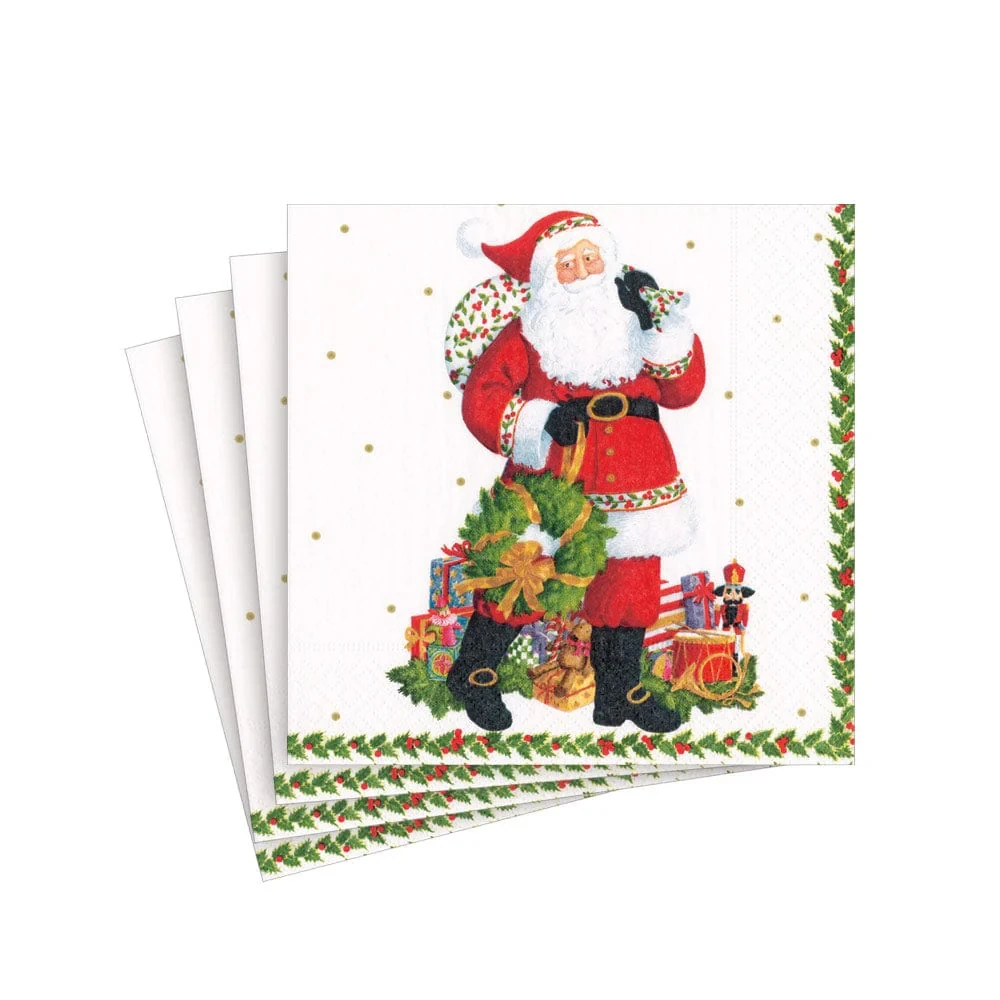 Caspari Jolly St. Nick Paper Cocktail Napkins