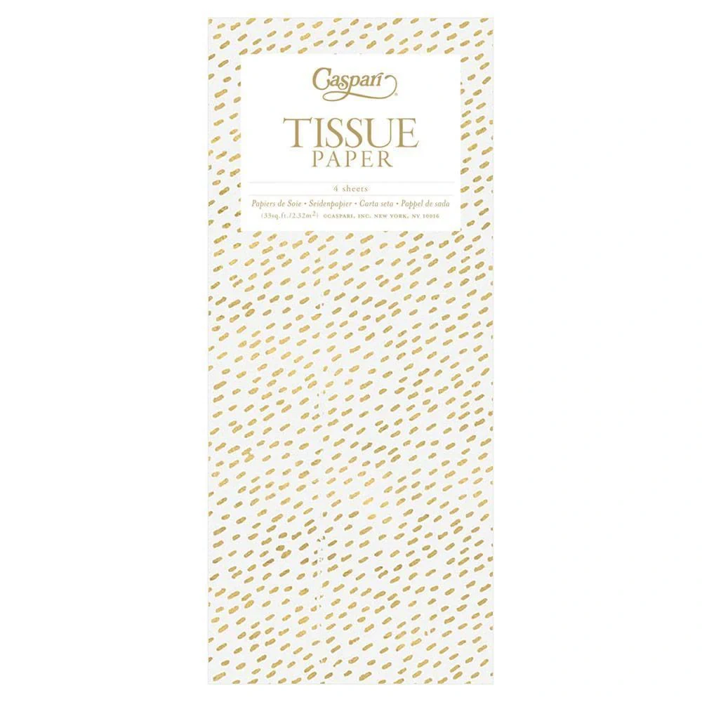 Caspari Little Dash Tissue Paper in White & Gold