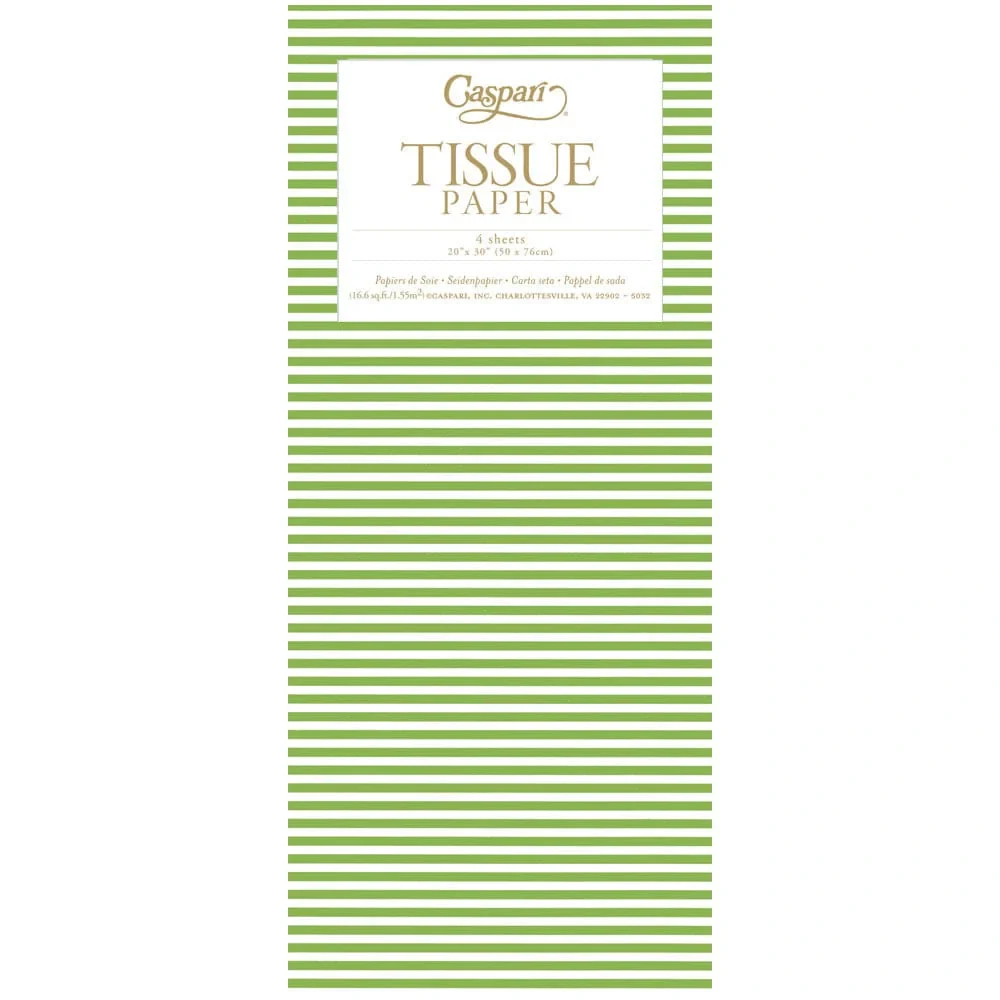 Caspari Mini Stripe Green Tissue Pack