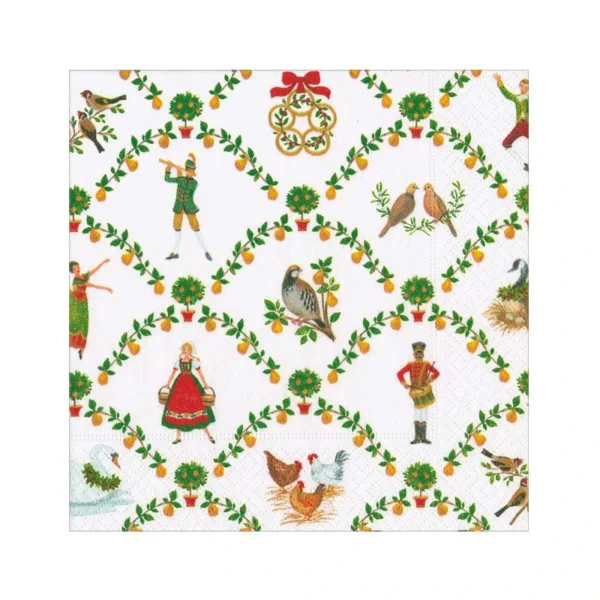 Caspari On The Twelfth Day Cocktail Napkins