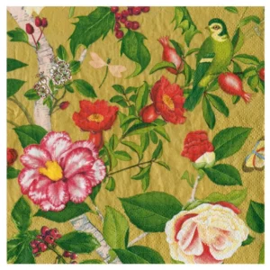 Caspari Christmas Chinoiserie Gold Luncheon Napkins