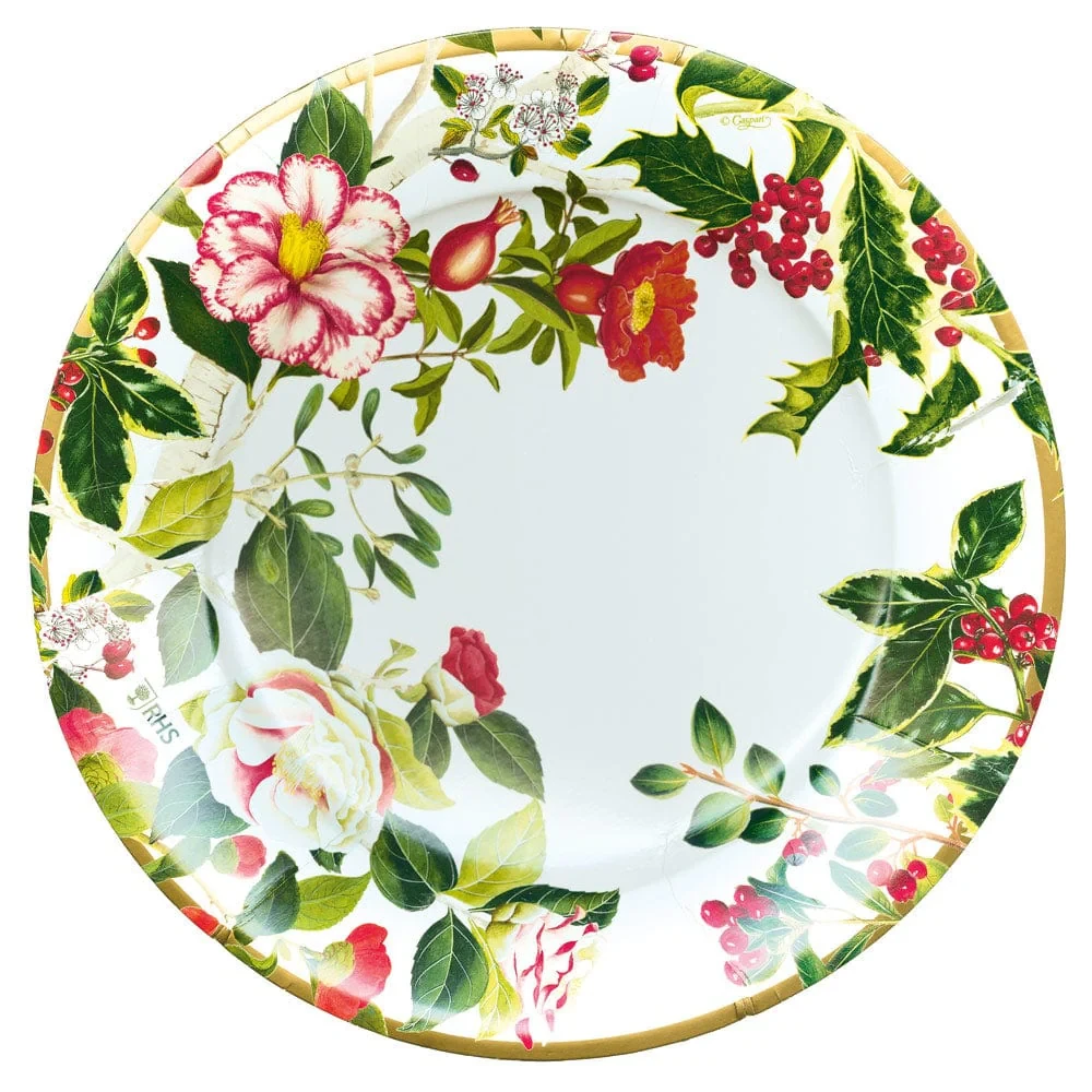 Caspari Christmas Chinoiserie Paper Dinner Plates