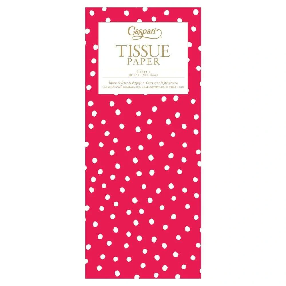 Caspari Painted Dots Tissue Paper in Red