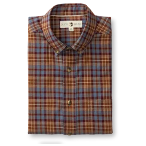Duck Head Cotton Wool Sport Shirt - Houser Plaid Saddle Brown