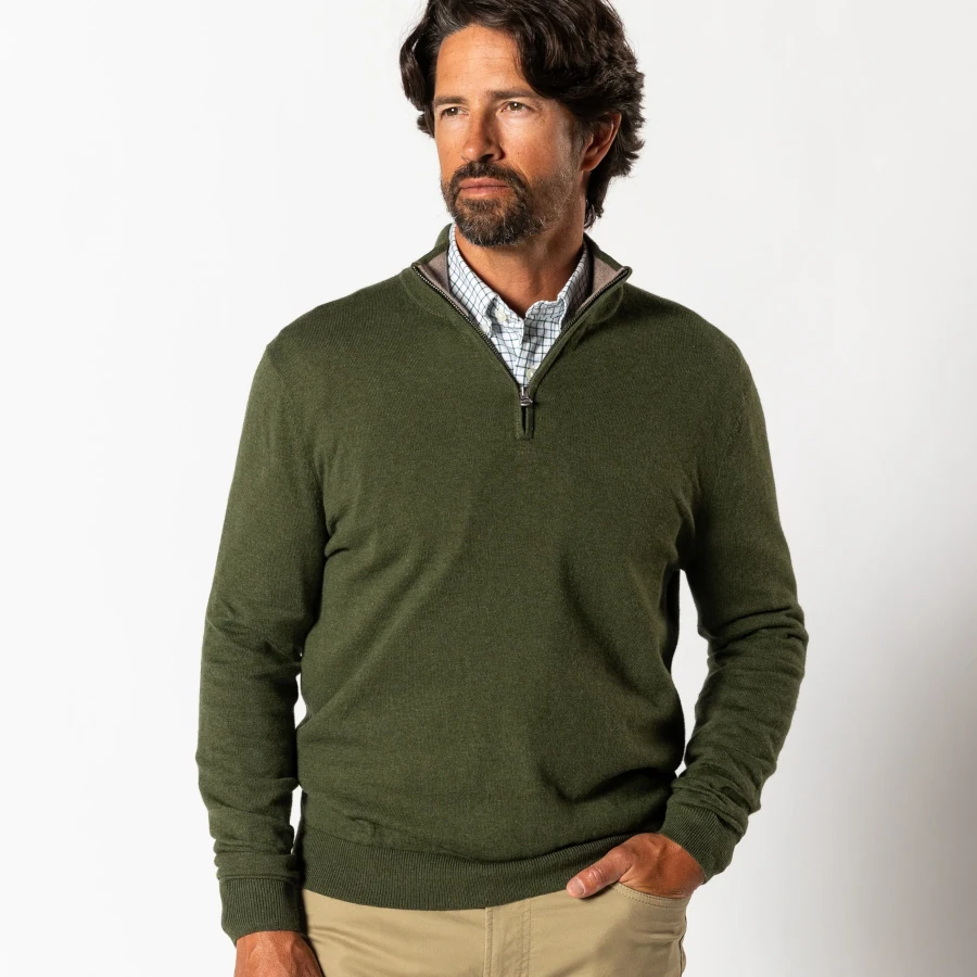 Duck Head Ridley 1/4 Zip Sweater - Deep Olive