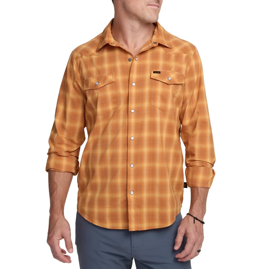 Howler Bros H Bar B Tech Long-sleeved Shirt - Kent Plaid: Foliage