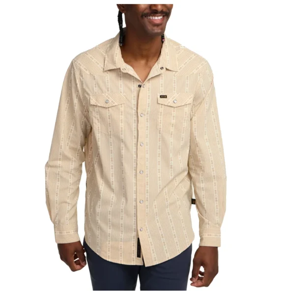 Howler Bros H Bar B Tech Long-sleeved Shirt - Mosquero Stripe: Brown Rice