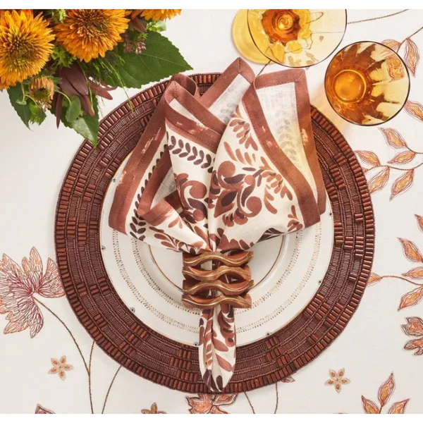 Kim Seybert Botanica Napkin in Ivory & Brown