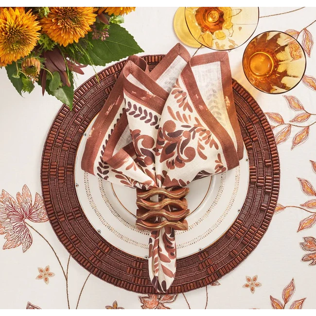 Kim Seybert Botanica Napkin in Ivory & Brown