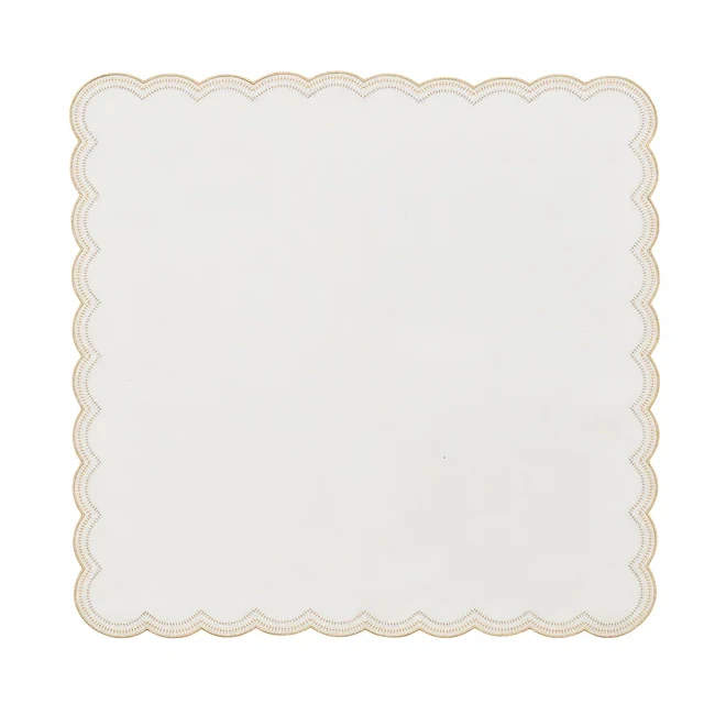 Kim Seybert Lune Napkin in White, Gold & Silver