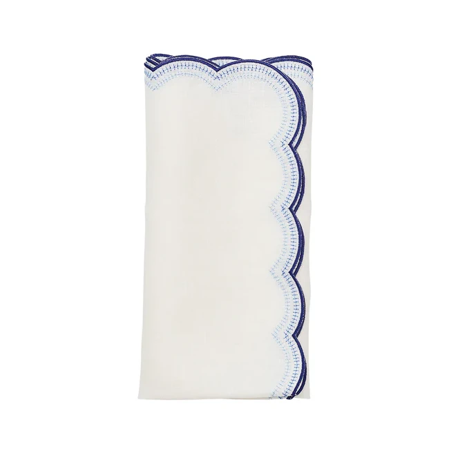 Kim Seybert Lune Napkin in White & Navy