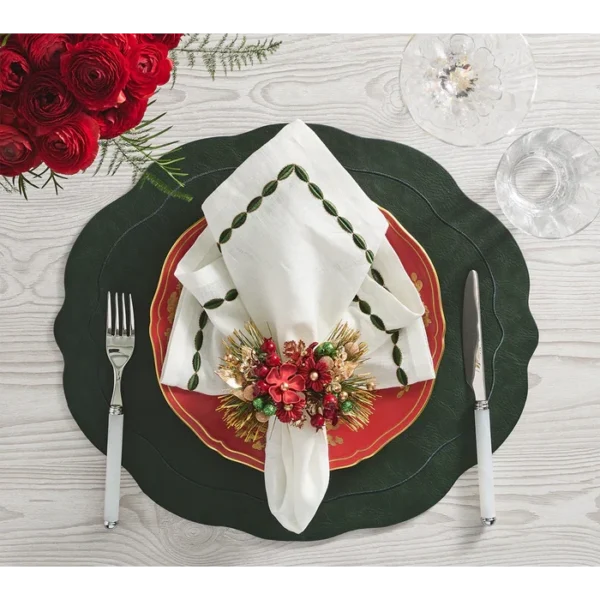 Kim Seybert Xmas Carol Napkin Ring in Red, Green & Gold