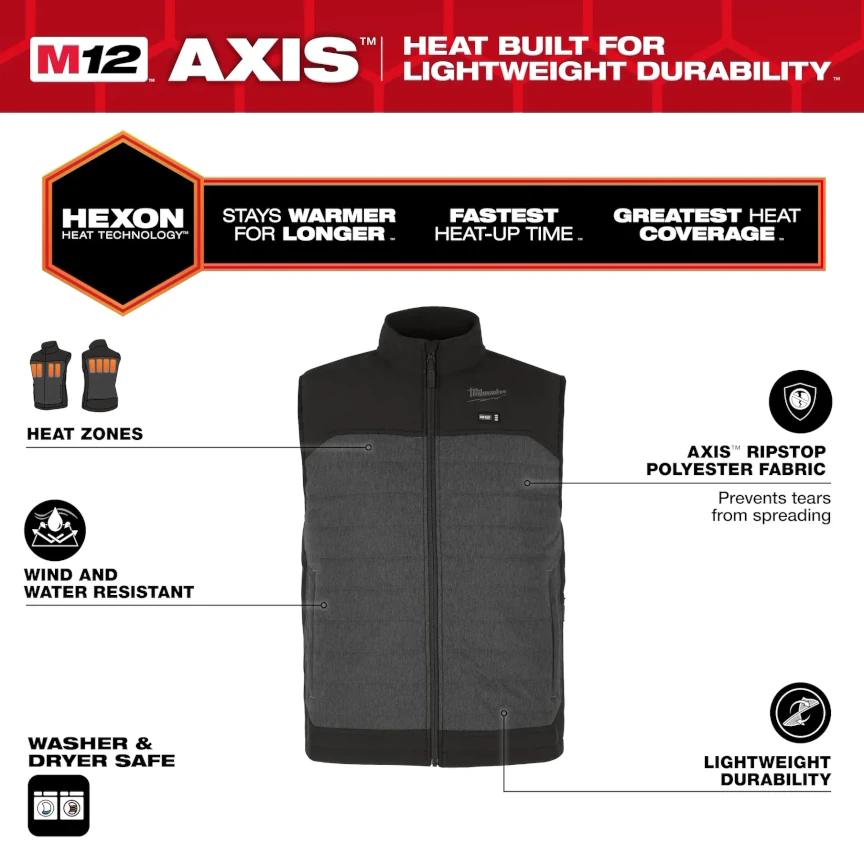 Milwaukee M12 Axis Men's Heated Vest - Gray
