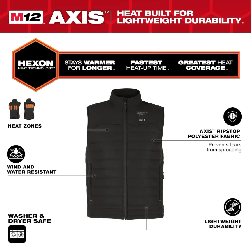 Milwaukee M12 Axis Men's Heated Vest - Black