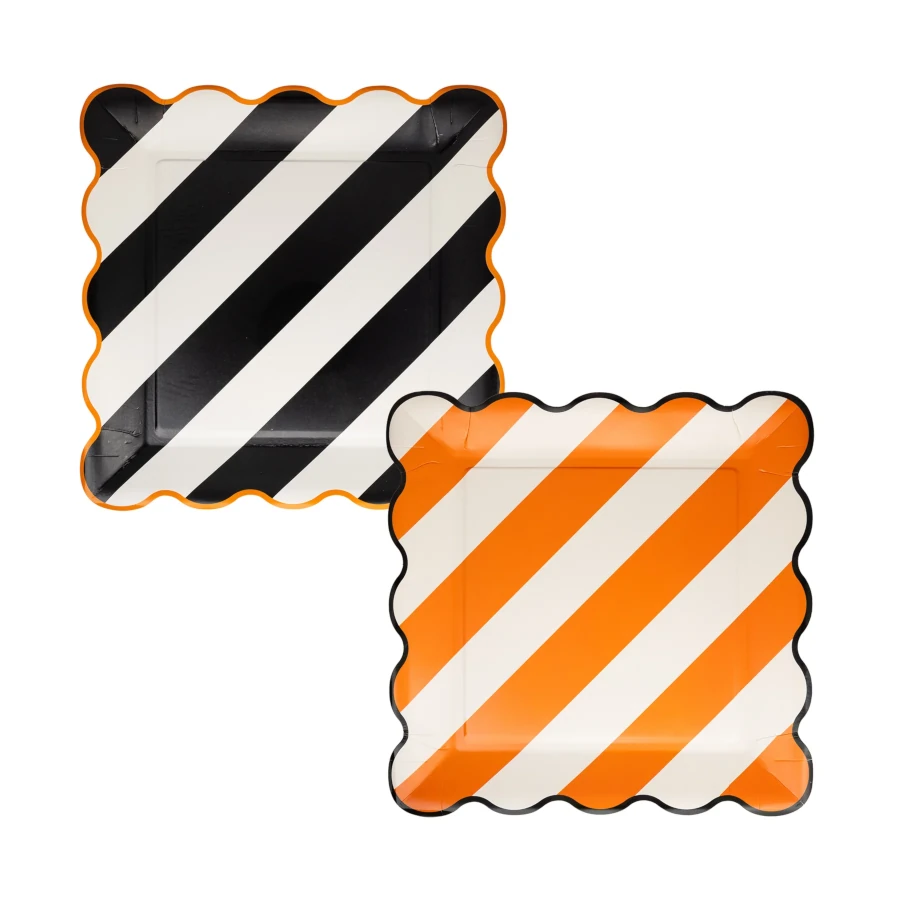 My Mind's Eye Orange and Black Striped 10" Paper Plate Set
