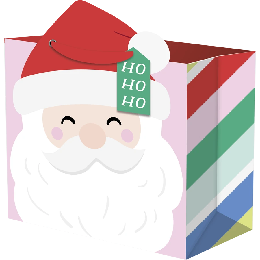 Traditional Merry Vibes Santa Face Medium Gift Bag