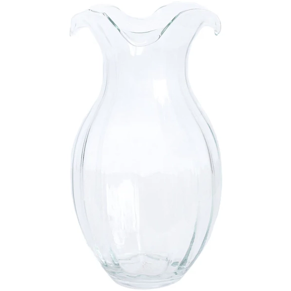 Vietri Hibiscus Glass Vertical Fluted Large Vase