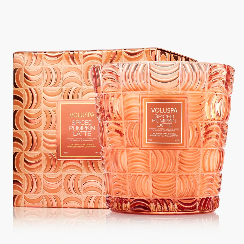 Voluspa Spiced Pumpkin Latte 3 Wick Hearth Candle