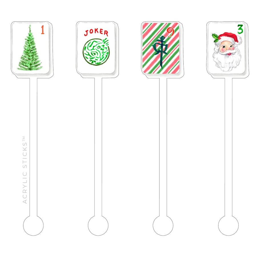 Xmas Mahjong Acrylic Stir Sticks Combo