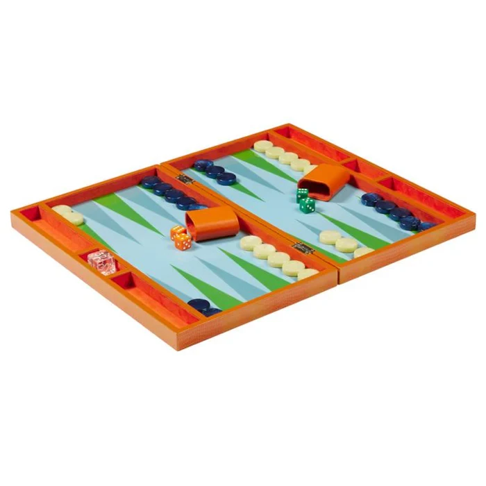 Addison Ross Lacquer Backgammon Board Orange Croc
