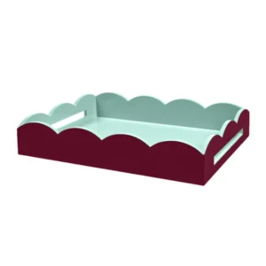 Addison Ross Cherry & Eau de Nil Lacquered Scallop Medium Two-Tone Tray