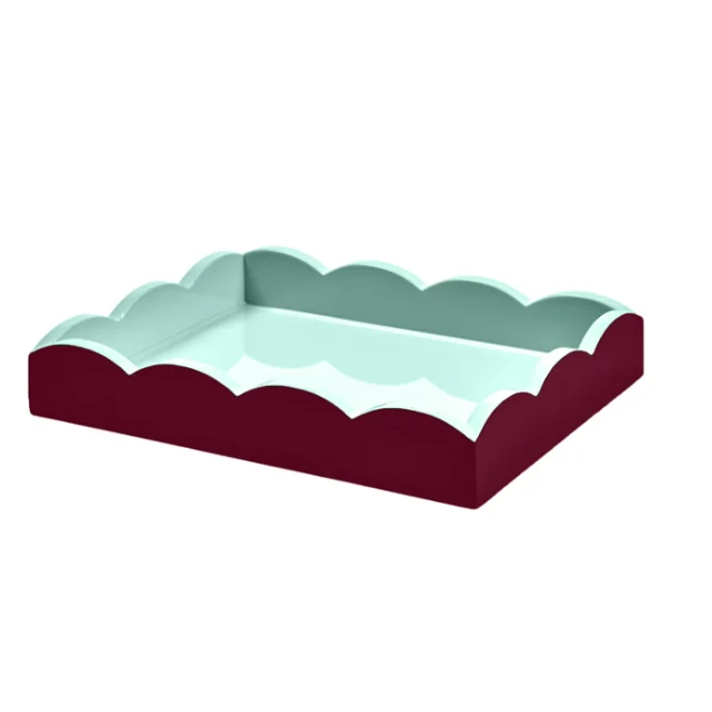 Addison Ross Cherry & Eau de Nil Lacquered Scallop Small Two-Tone Tray