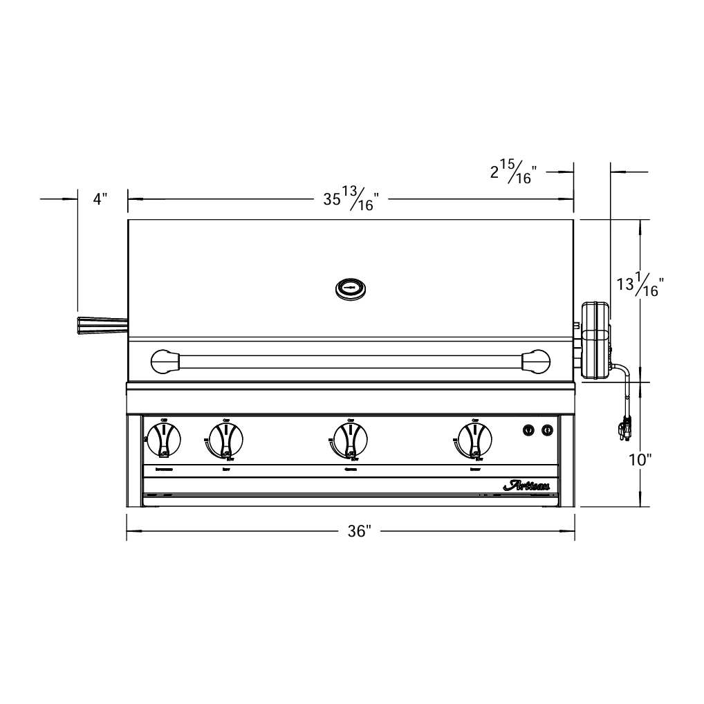 Artisan Professional 36" 3-Burner Built-In Grill With Rotisserie (Natural Gas)