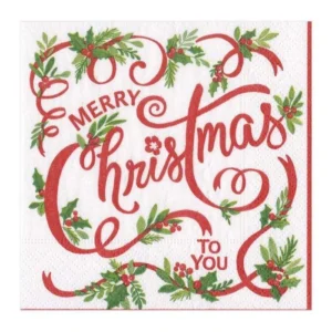 Caspari Merry Christmas to You Paper Cocktail Napkins