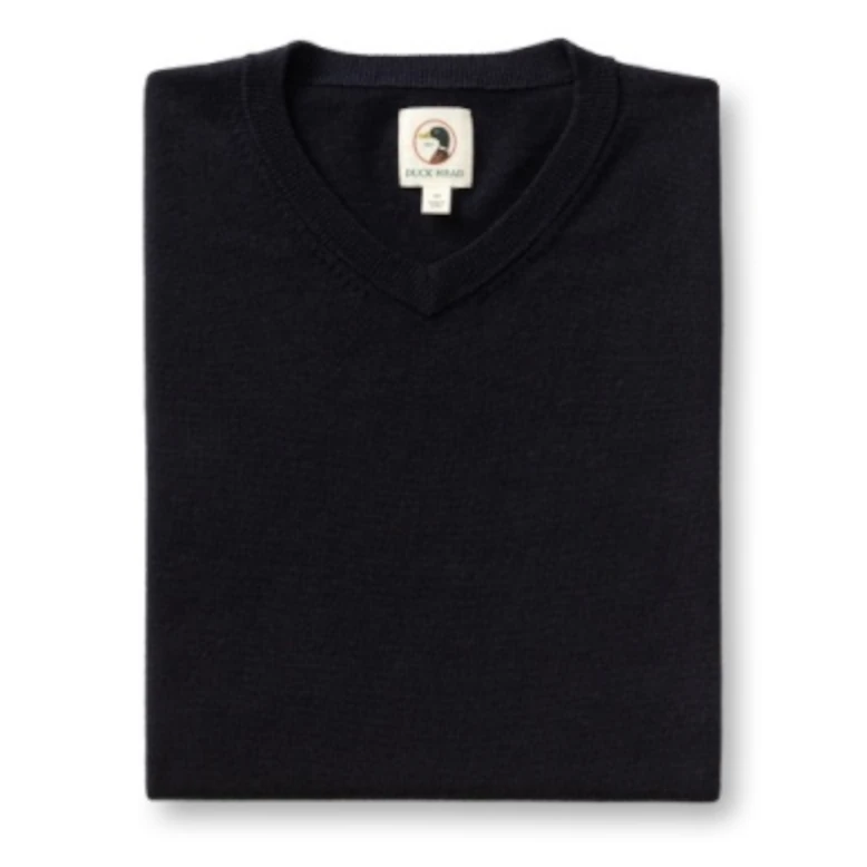 Duck Head Buckley Merino V-Neck Sweater - Navy