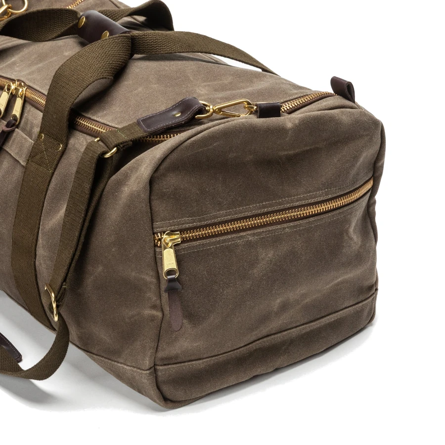 Duck Head Waxed Canvas Weekender Bag - Field Brown