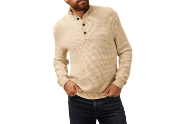 Faherty Quarter Button Sweater - Alpine Khaki