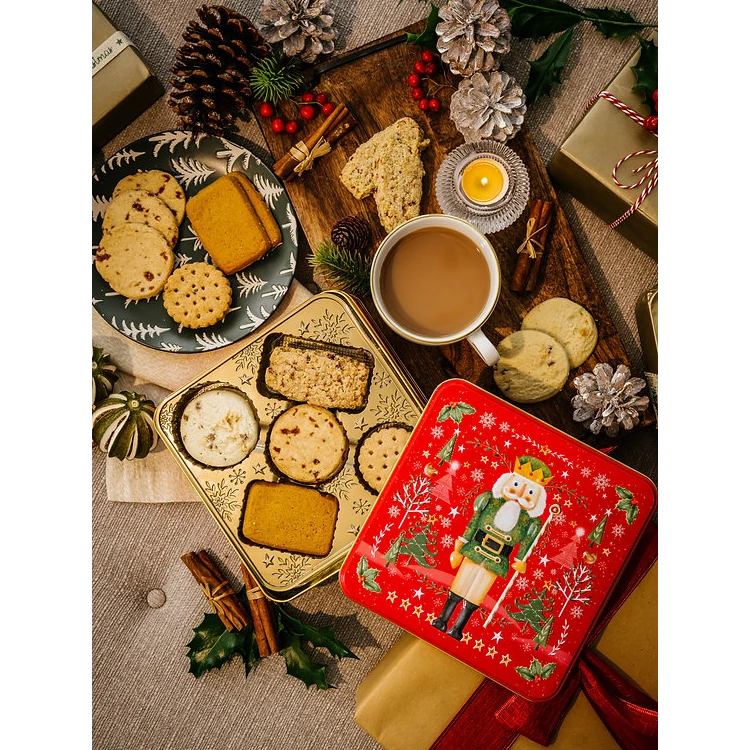 Farmhouse Biscuits Nutcracker Square Tin