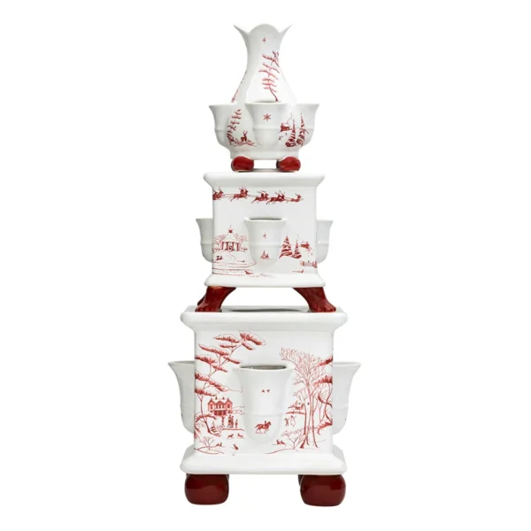Juliska Country Estate Winter Frolic Tulipiere Tower - Ruby