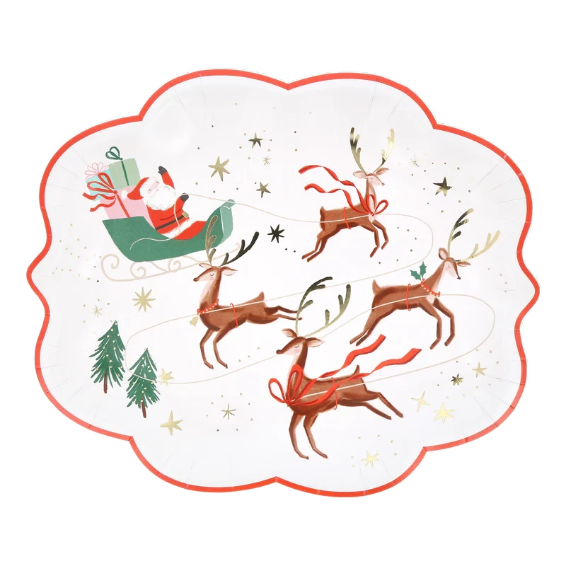 Meri Meri Santa, Sleigh & Reindeer Plates (Pack of 8)