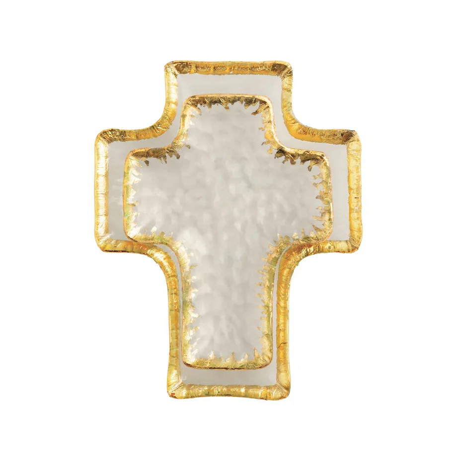 Mud Pie Gold Glass Cross Nested Tidbit Trays