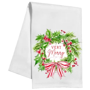 Rosanne Beck Very Merry Wreath Kitchen Towel