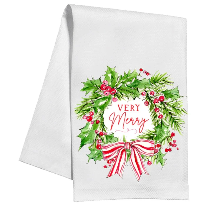Rosanne Beck Very Merry Wreath Kitchen Towel